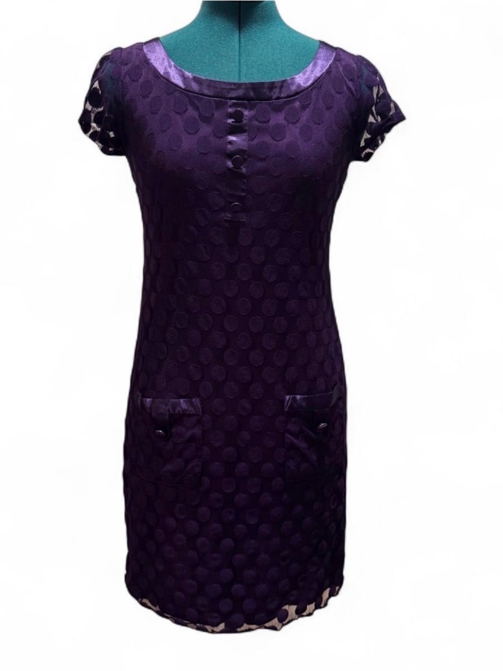 Enfocus Studio Deep Purple Polka-Texture Shift Dress